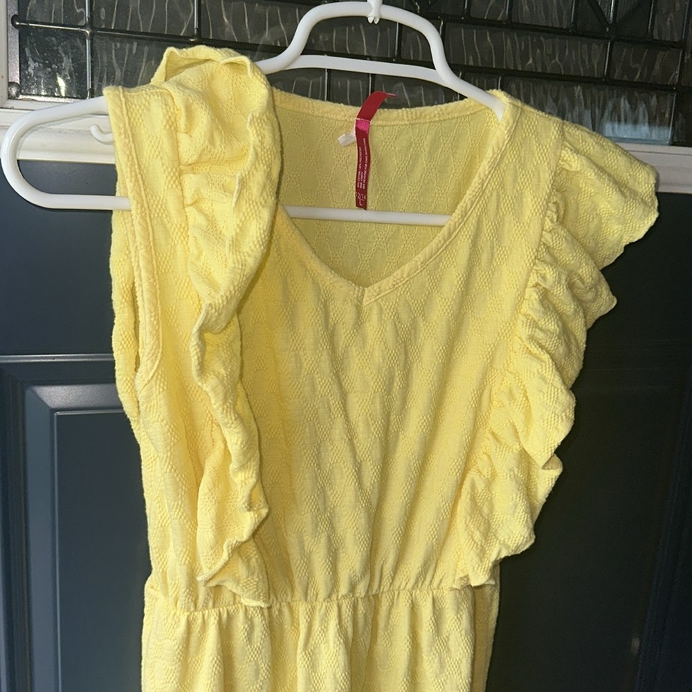 Yellow Ruffled Kids Dress - Picture 2 of 6